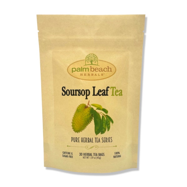 Soursop Leaf Tea - Pure Herbal Tea Series by Palm Beach Herbals (30 tea bags) 100% Natural