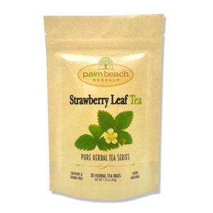 Strawberry Leaf Tea - Pure Herbal Tea Series by Palm Beach Herbals (30 Tea Bags) 100% Natural