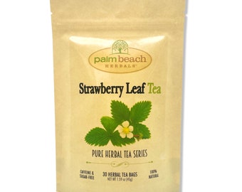 Strawberry Leaf Tea - Pure Herbal Tea Series by Palm Beach Herbals (30 Tea Bags) 100% Natural