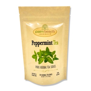 Peppermint Tea - Pure Herbal Tea Series by Palm Beach Herbals (30 Tea Bags) 100% All Natural