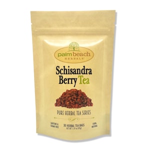 Schisandra Berry Tea - Pure Herbal Tea Series by Palm Beach Herbals (30 Tea Bags) 100% Natural