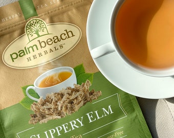 Slippery Elm Tea by Palm Beach Herbals, 30 Count Tea Bags, Caffeine-Free | Pure Herbal Tea Series