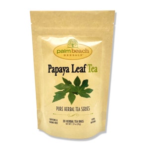 Papaya Leaf Tea - Pure Herbal Tea Series by Palm Beach Herbals (30 Tea Bags) 100% Natural