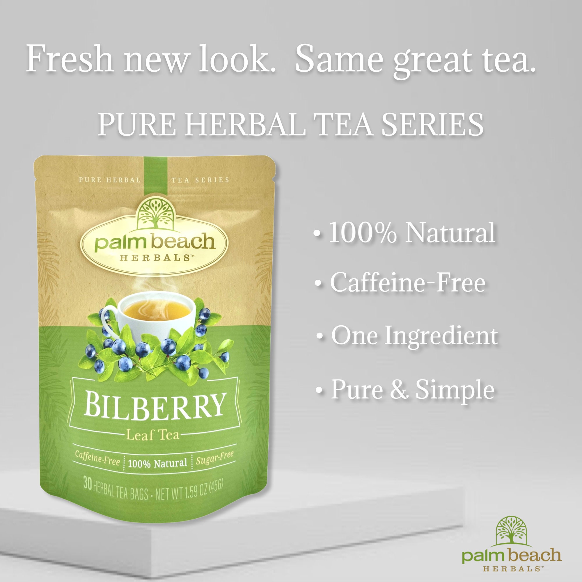 Bilberry Leaf Tea Pure Herbal Tea Series by Palm Beach Herbals 30 Tea
