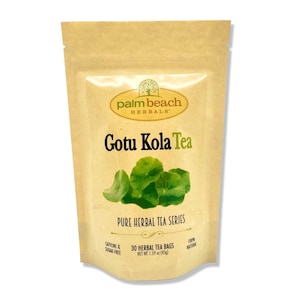 Gotu Kola Tea - Pure Herbal Tea Series by Palm Beach Herbals (30 Tea Bags) 100% Natural