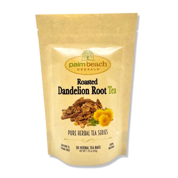Roasted Dandelion Root Tea - Pure Herbal Tea Series by Palm Beach Herbals (30 Tea Bags) 100% Natural