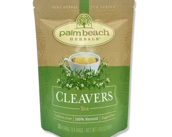 Cleavers Tea - Pure Herbal Tea Series by Palm Beach Herbals (30 Tea Bags) 100% Natural
