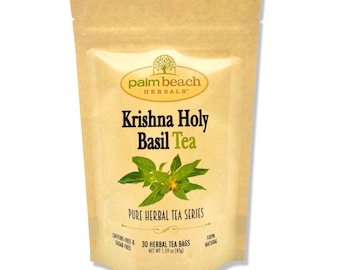 Krishna Holy Basil Tea - Pure Herbal Tea Series by Palm Beach Herbals (30 Tea Bags) 100% All Natural