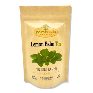 Lemon Balm Tea - Pure Herbal Tea Series by Palm Beach Herbals (30 Tea Bags) 100% All Natural