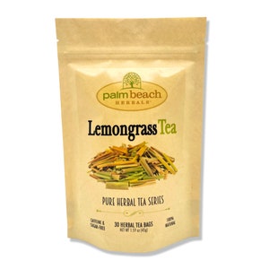 Lemongrass Tea - Pure Herbal Tea Series by Palm Beach Herbals (30 Tea Bags) 100% Natural