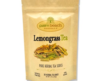 Lemongrass Tea - Pure Herbal Tea Series by Palm Beach Herbals (30 Tea Bags) 100% Natural