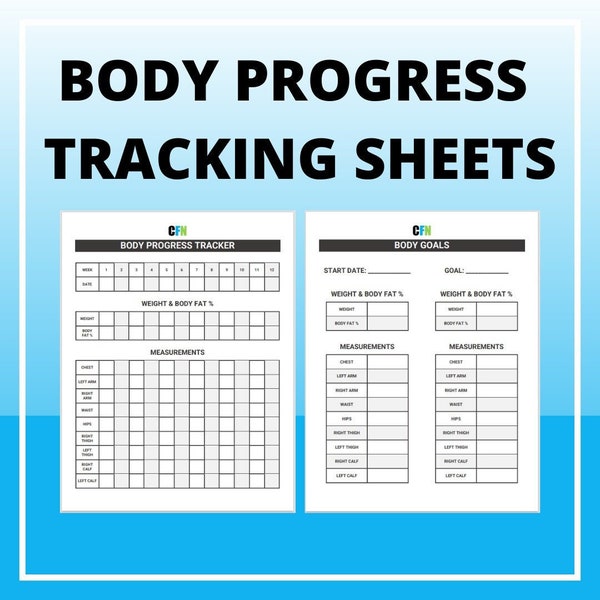Body Progress Tracking Sheets | Goal Tracker | Weight Loss | Body Fat Percentage | Measurements