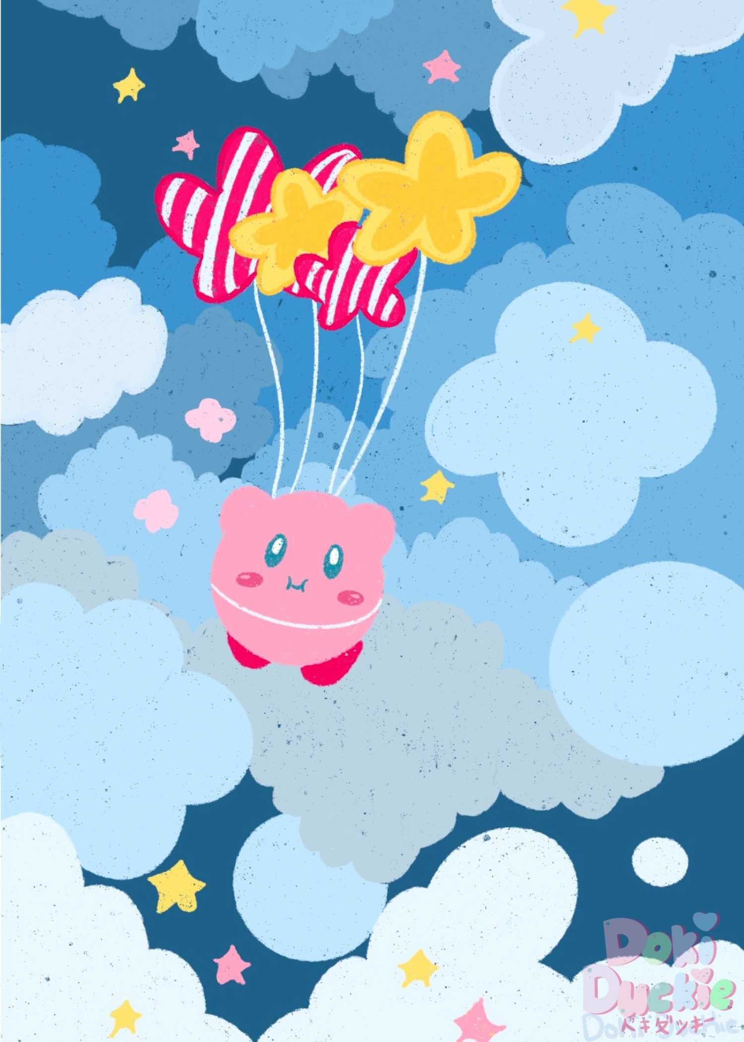 Impresión de arte flotante de Kirby - Etsy España