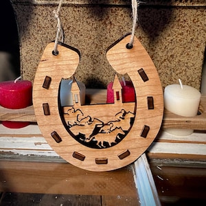 Christmas Ornament Handmade, Horses, Kentucky Derby, Wooden, Rustic home decor, farmhouse decor, teacher gift, wedding gift, Christmas gift