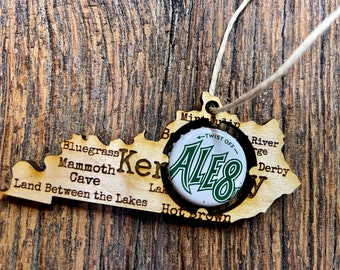 Wooden Kentucky Christmas Ornament: Bottle Cap Holder