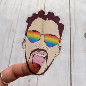 Bad Bunny face sticker, Bad Bunny Clear Sticker, Clear Gloss Sticker, Magnet