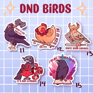 DnD Class Bird Stickers / Dnd5e Sticker / Pathfinder Sticker / TTRPG Sticker / Bird Sticker / Parrot Sticker image 3