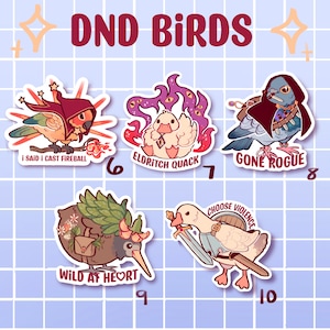 DnD Class Bird Stickers / Dnd5e Sticker / Pathfinder Sticker / TTRPG Sticker / Bird Sticker / Parrot Sticker image 2