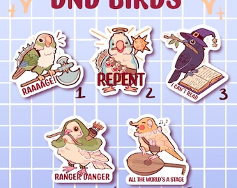 DnD Class Bird Stickers / Dnd5e Sticker / Pathfinder Sticker / TTRPG Sticker / Bird Sticker / Parrot Sticker