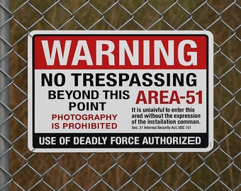 Area-51 Warning Sign: Embossed Metal UFO Zone Decor