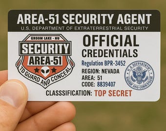 Area-51 Official Security Agent Card. Scan for entry to Area 51.