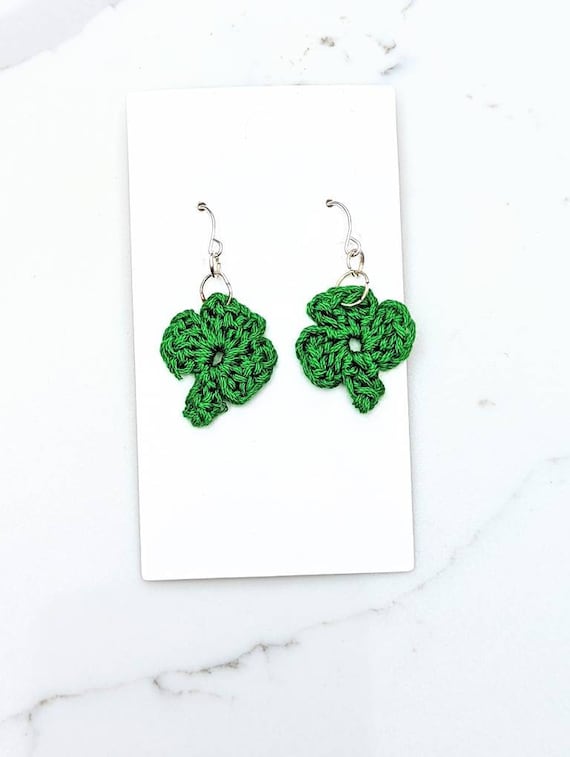 St. Patrick's Day Green Shamrock Earrings - Dangling Lucky Leaf Earrings For Women, Holiday Gift - View #9
