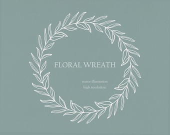 Floral wreath svg Olive branch wreath Botanical hand sketched Laurel wreath Floral wreath frame