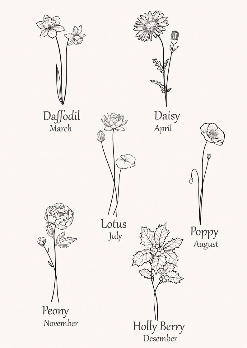 Birthmonth Flower SVG PNG Birth Month Flower Clipart Wildflower Svg