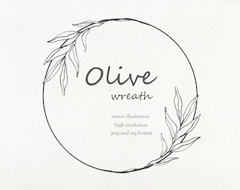 Floral wreath png Floral frame svg Olive leaf wreath png