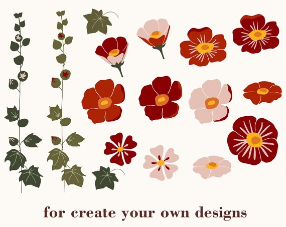Download Fall Clipart With Mallow Flowers Svg Flower Clipart Svg Etsy