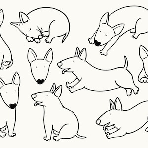 Funny bull terrier set svg png jpeg dxf eps/ Bull Terrier Silhouette/ Bull Terrier Files for Cricut/ DXF laser cut/ Bull terrier vector