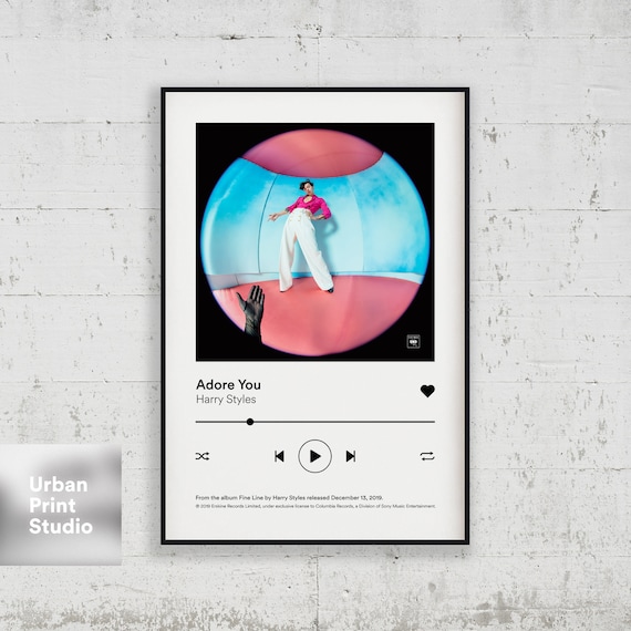 Harry Styles Poster Adore You Spotify Controls Album Cover Etsy