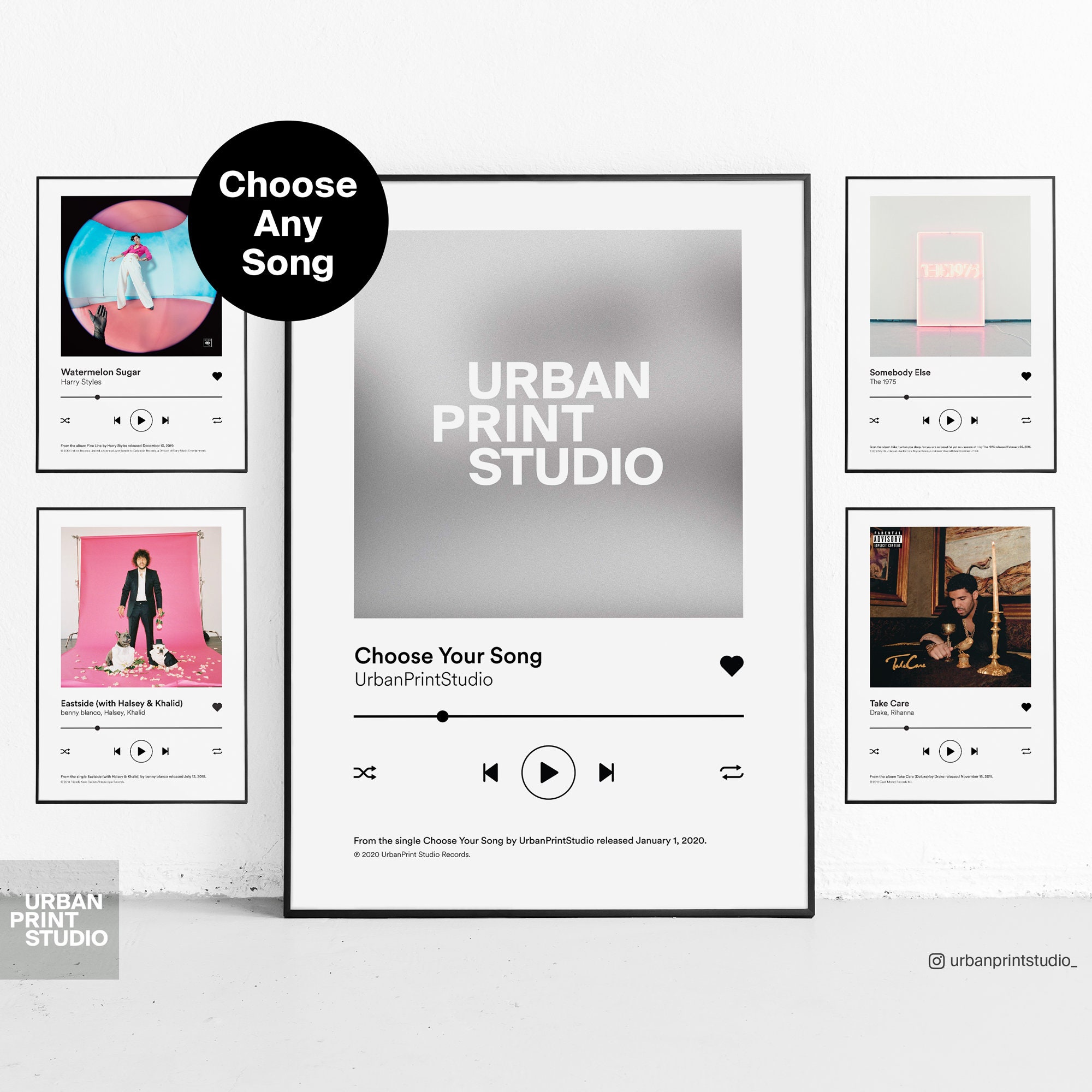 Choose Your Song Spotify Custom Album Cover Poster Print Etsy