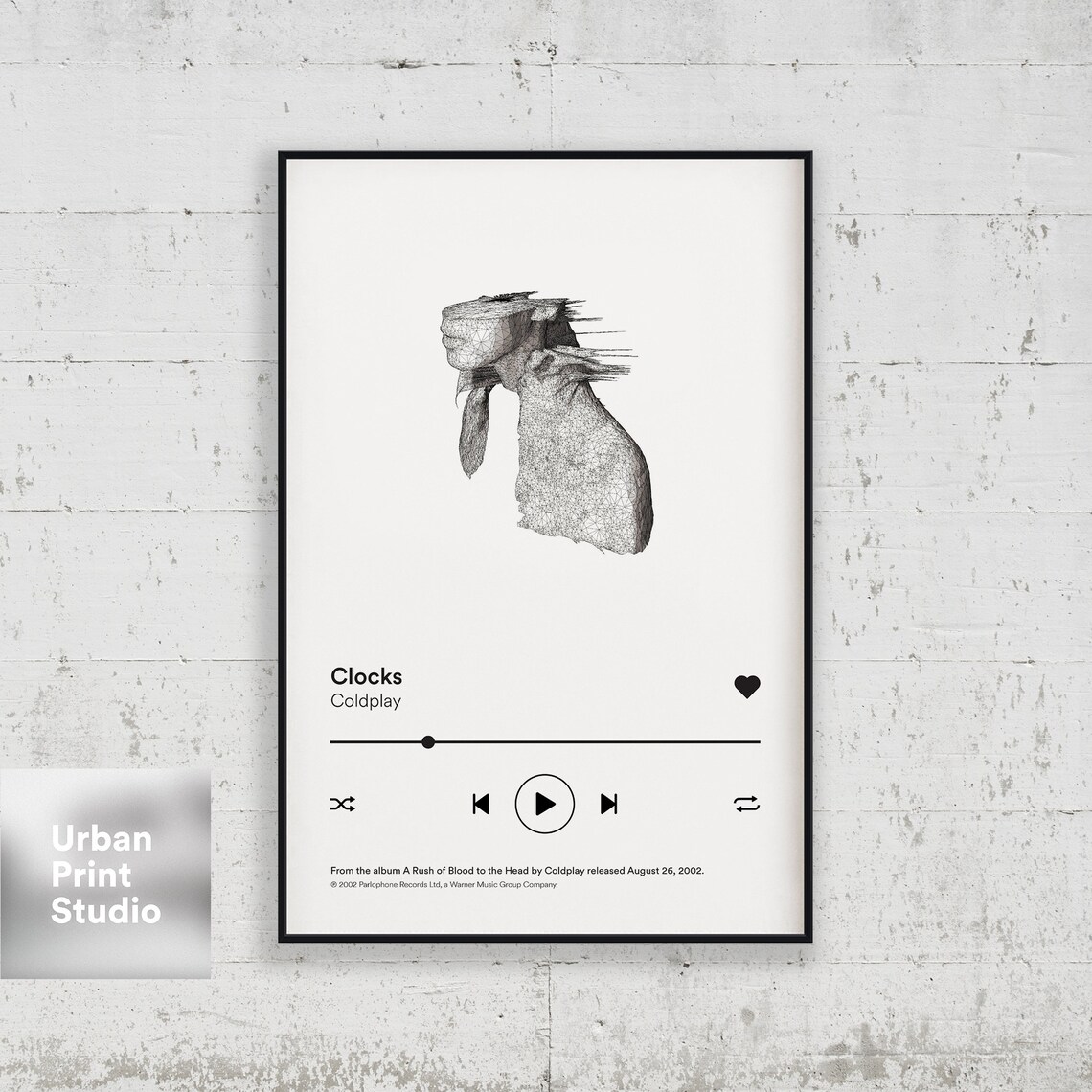 Coldplay Poster Clocks Spotify Controls Album Cover Poster Etsy