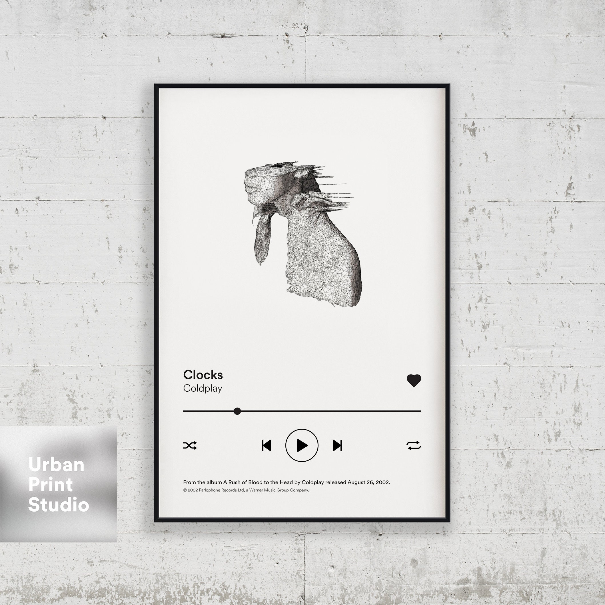 Coldplay Poster Clocks Spotify Controls Album Cover Poster Etsy