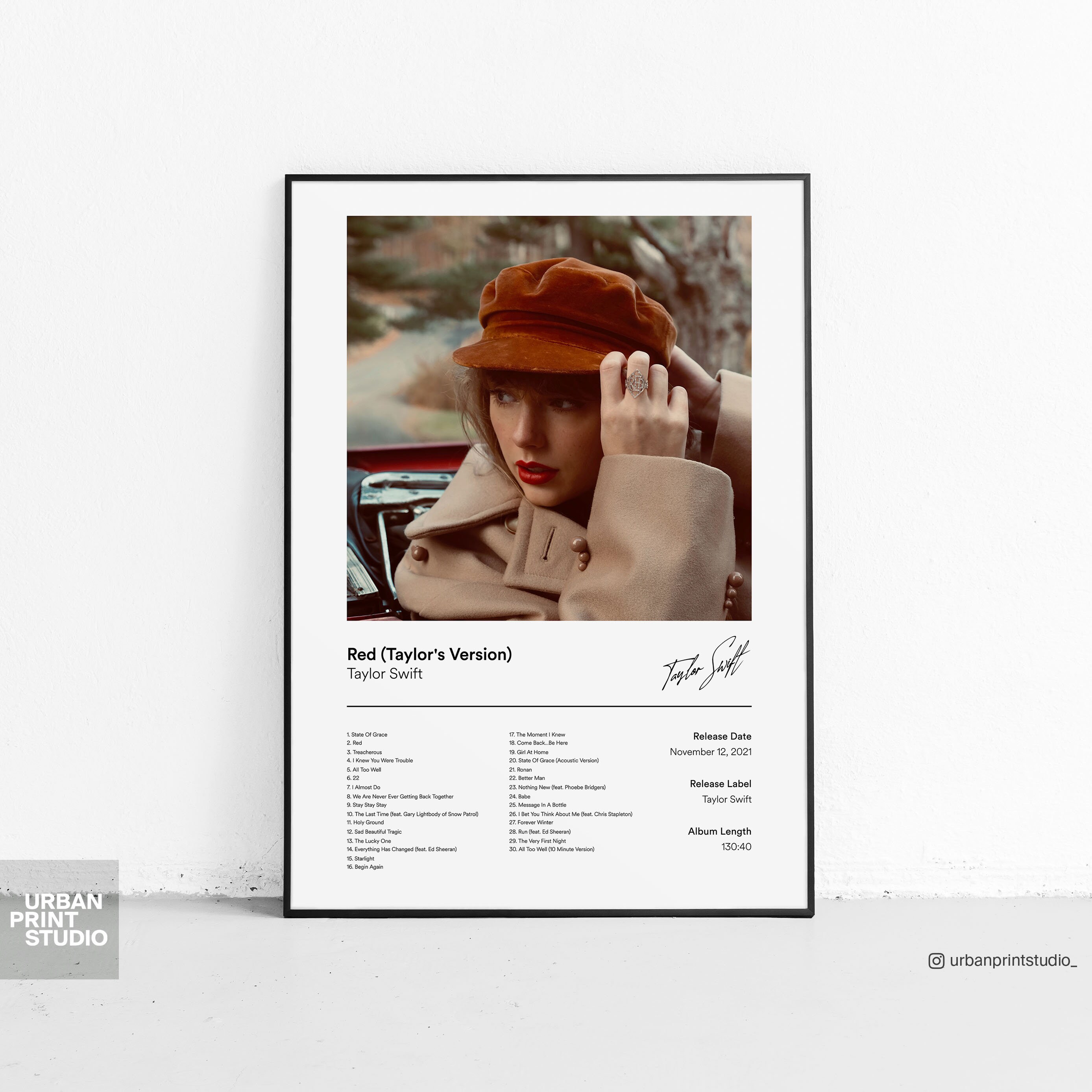 Taylor Swift Poster Red Taylor's Version Album Cover Etsy