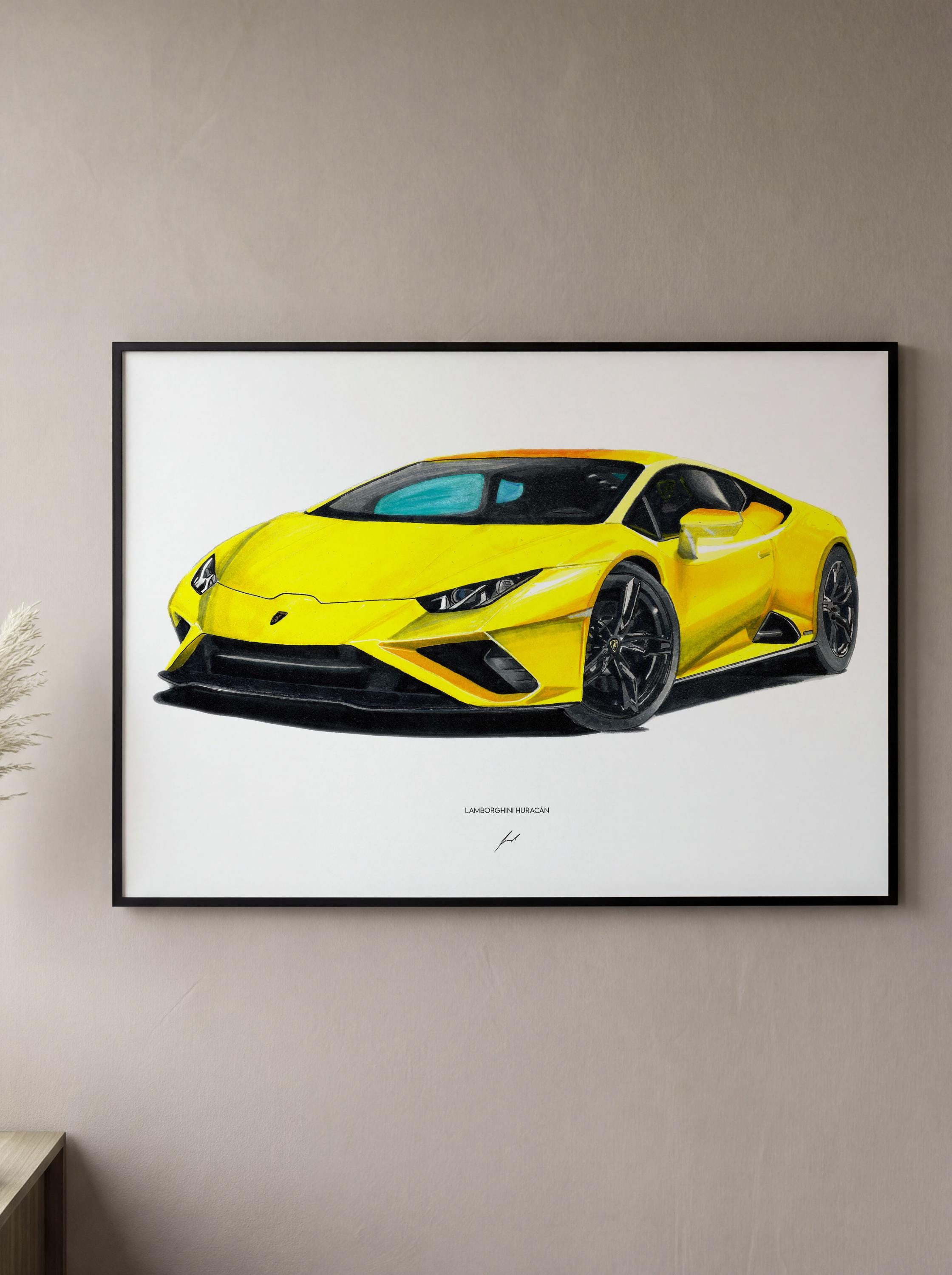 LAMBORGHINI HURACÁN Art Print – Car Drawing Poster - Etsy