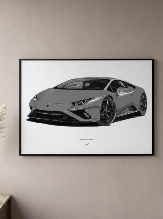 LAMBORGHINI HURACÁN Art Print – Car Drawing Poster - Etsy