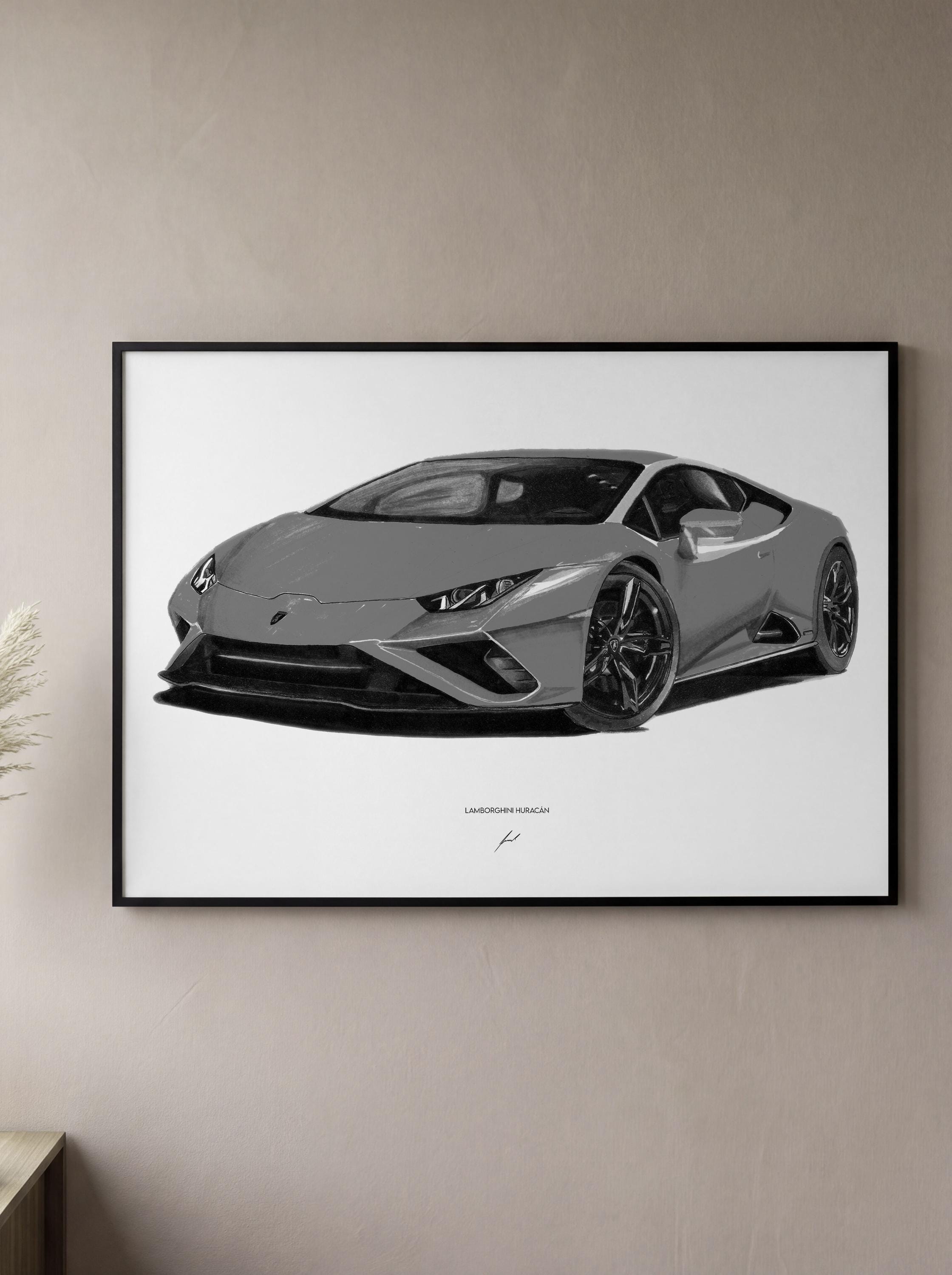 LAMBORGHINI HURACÁN Art Print – Car Drawing Poster - Etsy