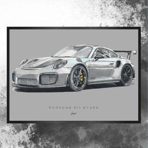 Artprint 手作り描画ポルシェ 991 GT2 RS 男性ギフトアイデア車描画オートポートレート車のポスター