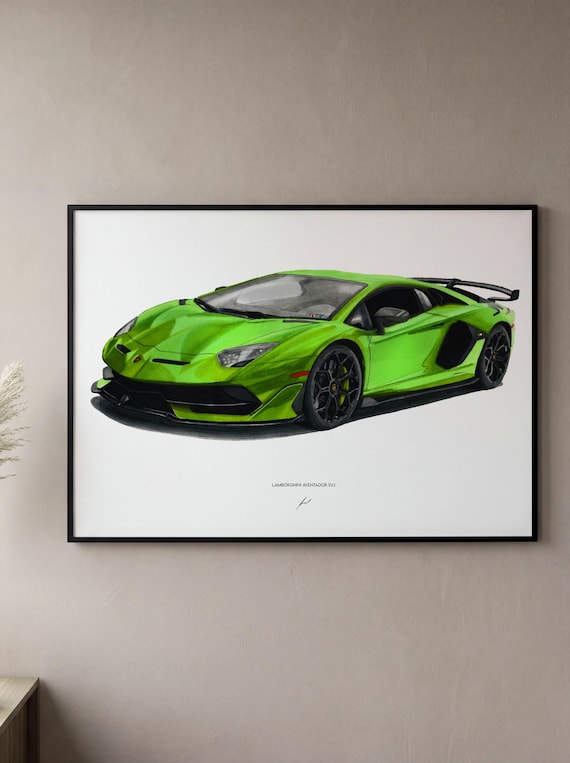 LAMBORGHINI AVENTADOR SVJ Art Print – Car Drawing Poster - Etsy