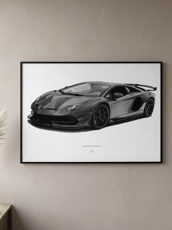 LAMBORGHINI AVENTADOR SVJ Art Print – Car Drawing Poster - Etsy