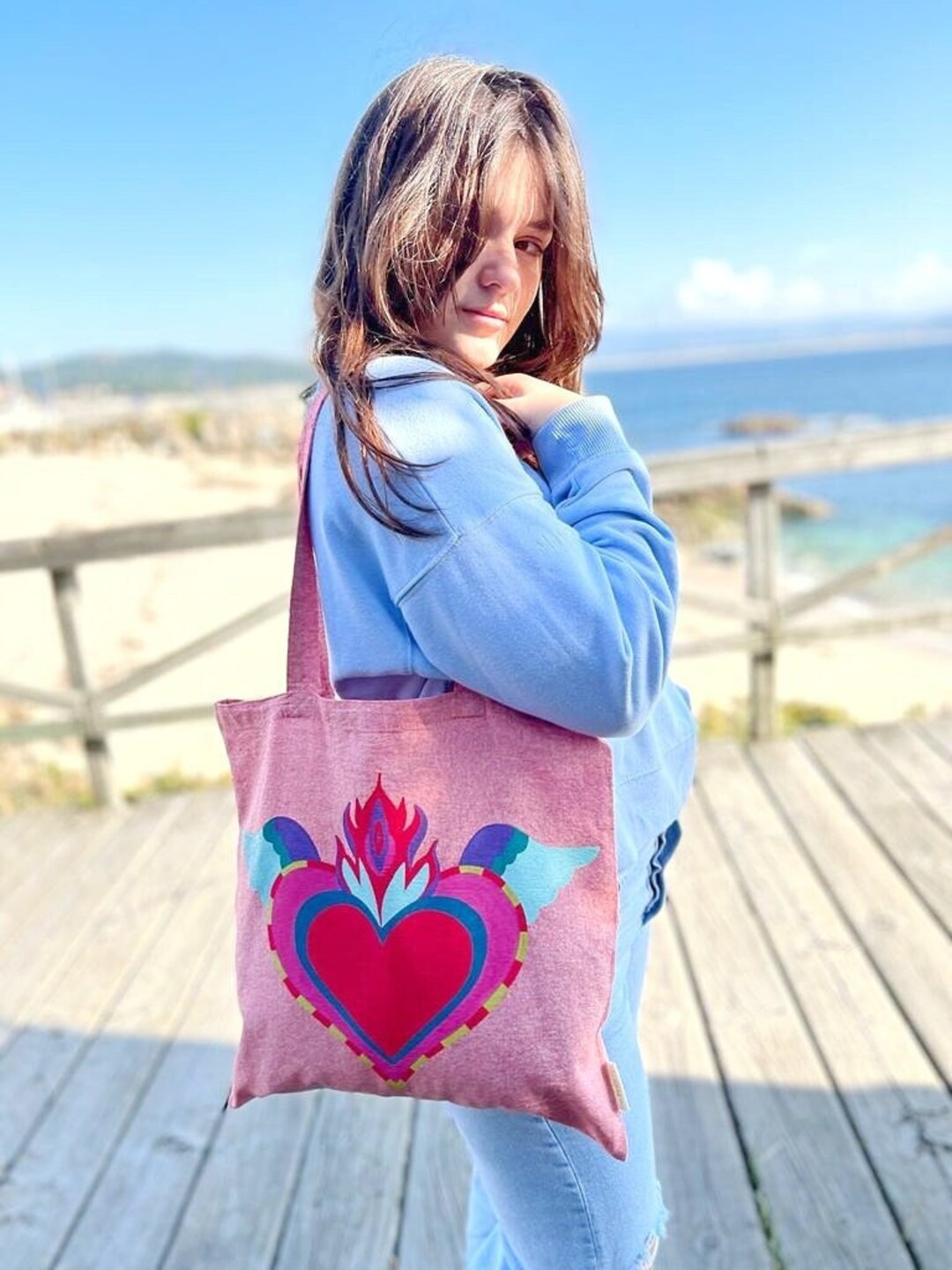 バッグ S heart tote bag large THEREDTHREAD THEREDTHREAD / ザレッドスレッド】S heart tote bag large