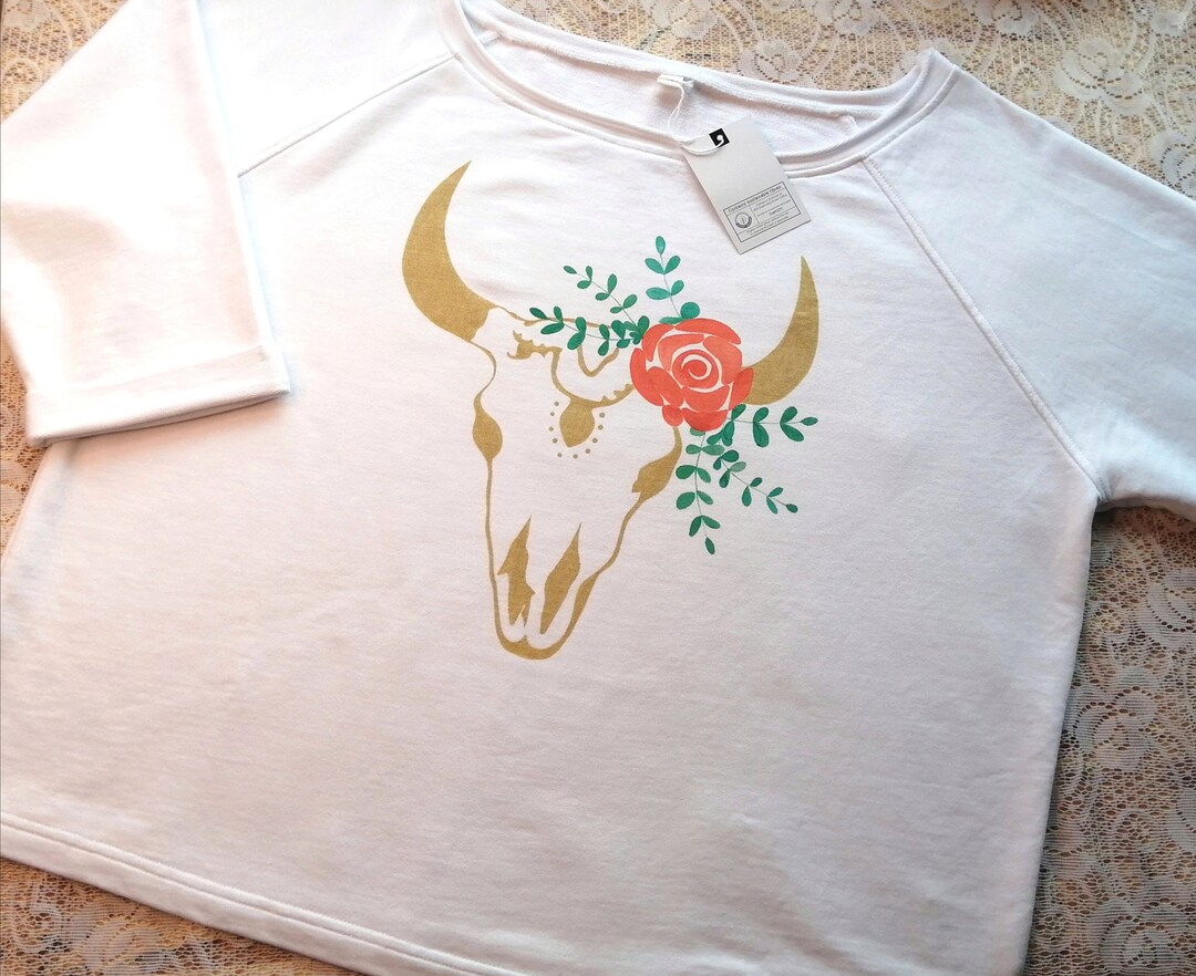 Women's Western Ox Art Print Casual Long Sleeve Sweatshirt main image 1