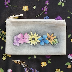 Fabric Pencil Zipper Bag, Pencil Pouch Cute, Floral Pencil Pouch, Accessory Pencil Case Cotton, Pencil Zipper Bag Pouch, Flower Pencil Pouch