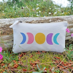 Trousse de toilette, trousse à crayons, trousse à crayons à fermeture éclair, trousse à crayons peinte, trousse à crayons à motif de lune, trousse à crayons esthétique