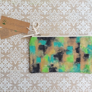 Custodia da viaggio con cerniera, astuccio per matite con cerniera, borsa scuola con cerniera, matite per borsa da toilette, borsa da toilette da donna, borsa di arte astratta, borsa con cerniera verde