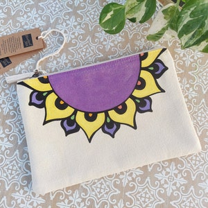 Piccola custodia per cosmetici con cerniera, borsa con design mandala, borsa per cosmetici in cotone, borsa per cosmetici con cerniera da donna, borsa da toilette con cerniera in cotone, borsa Mandala
