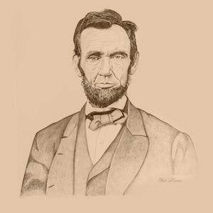 Fine art print of original hand-drawn, graphite portrait of President Abraham Lincoln