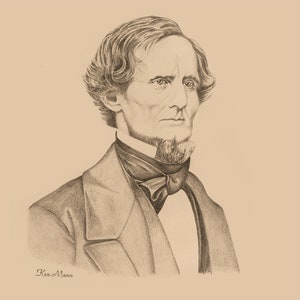 Fine art print of original hand-drawn, graphite portrait of President Jefferson Davis